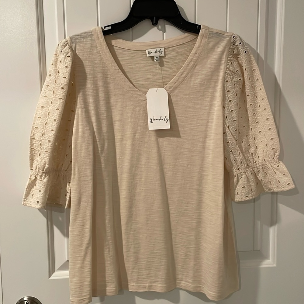 Wonderly Eyelet Sleeves Top